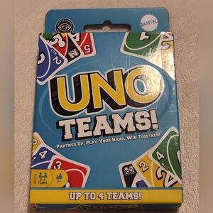 Mattel UNO Teams! Card Game — Blue and Yellow Box